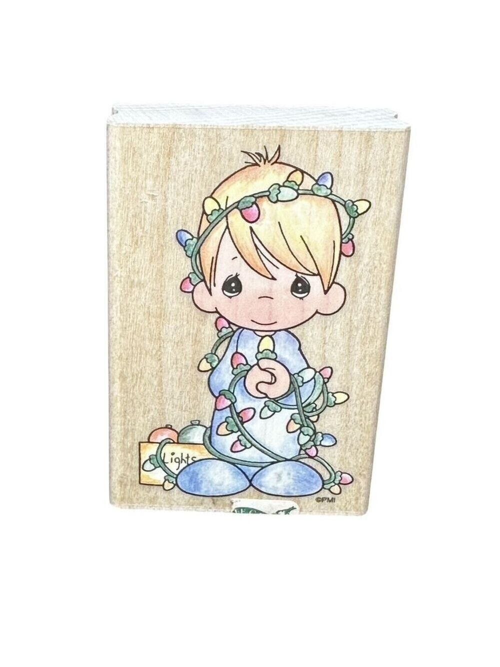 Precious Moments Delightful Christmas Rubber Stamp 1995 Stampendous Wood Block